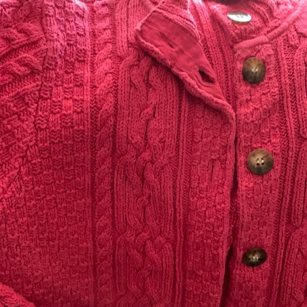 Talbots coral cable knit cotton blend button up cardigan szM In good condition - Picture 6 of 6
